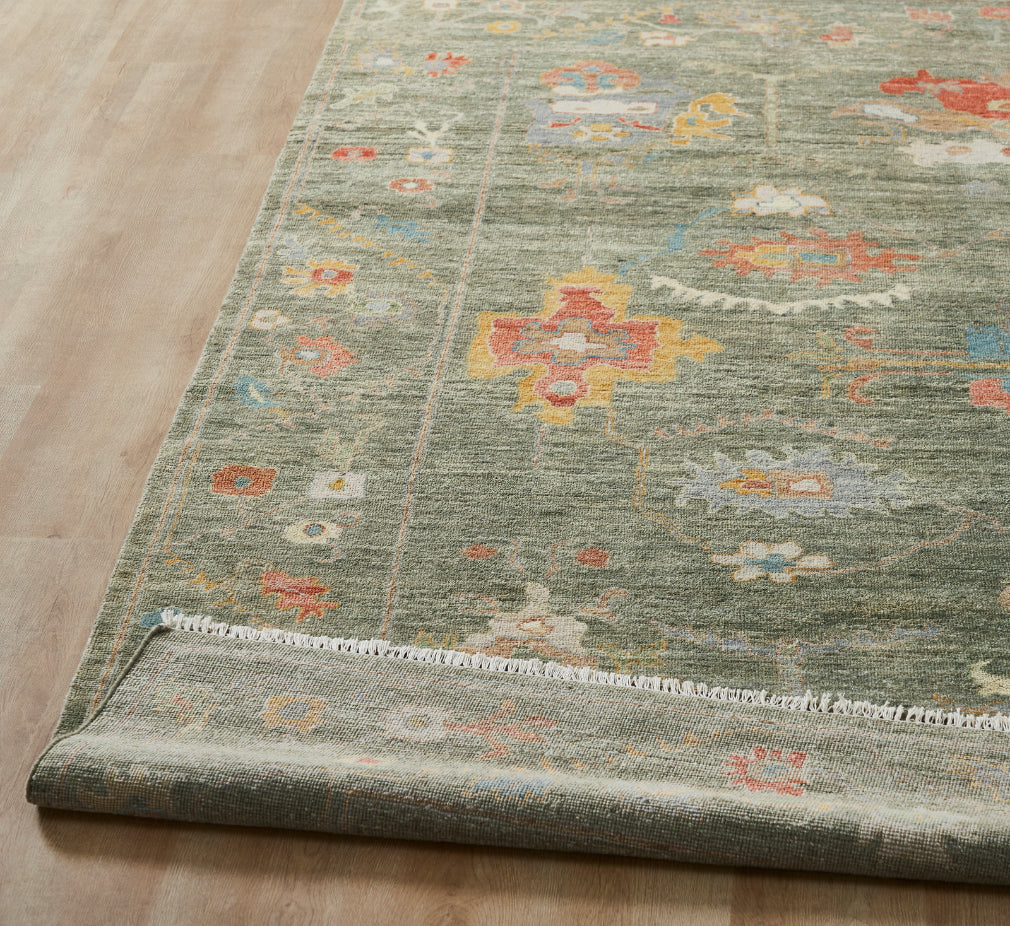 9' x 12' Oushak Hand-Knotted Silk rug, Rug #AA9060