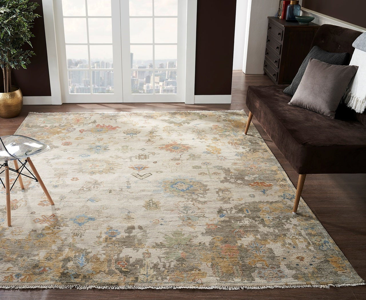 5' x 7' Oushak Hand-Knotted Silk rug, Rug #AK4211