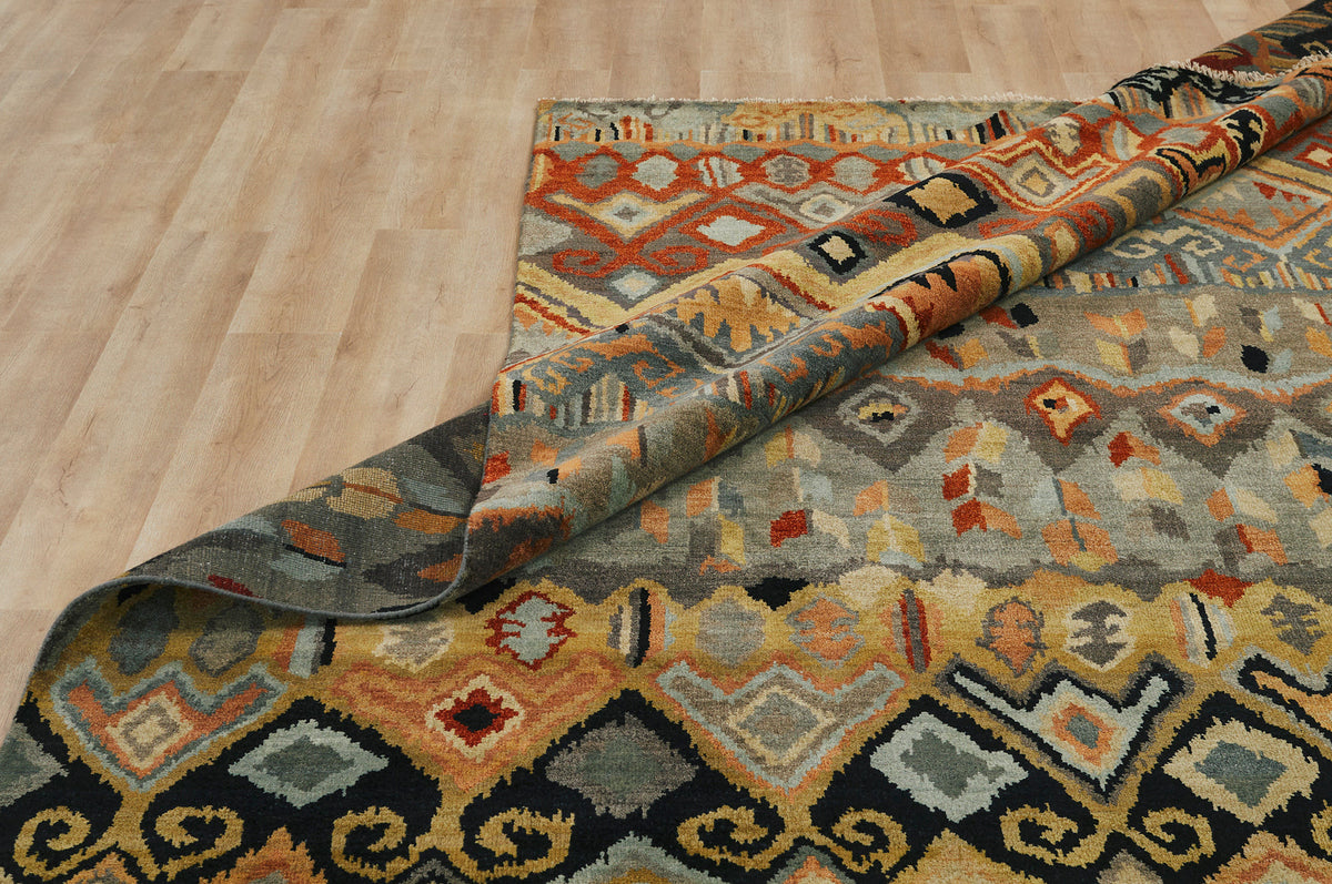 8' x 10' Ikat Hand-Knotted Wool rug, Rug #AN0511