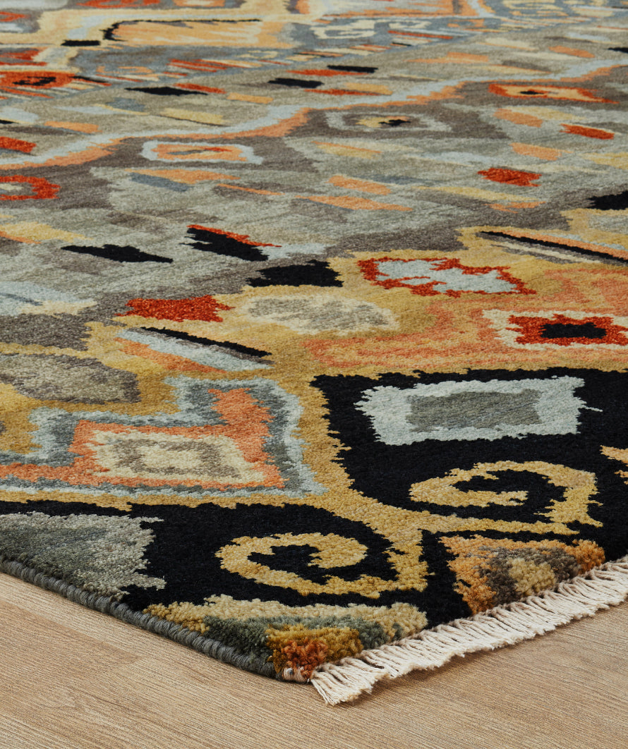 9' x 12' Ikat Hand-Knotted Wool rug, Rug #AN0511