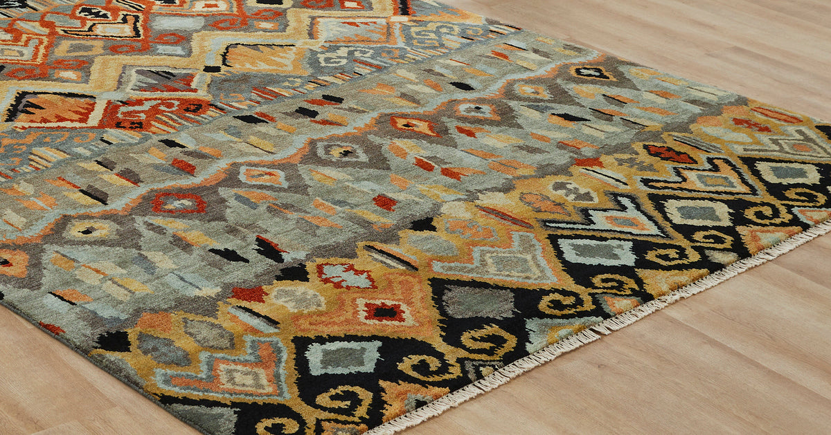 4' x 6' Ikat Hand-Knotted Wool rug, Rug #AN0511
