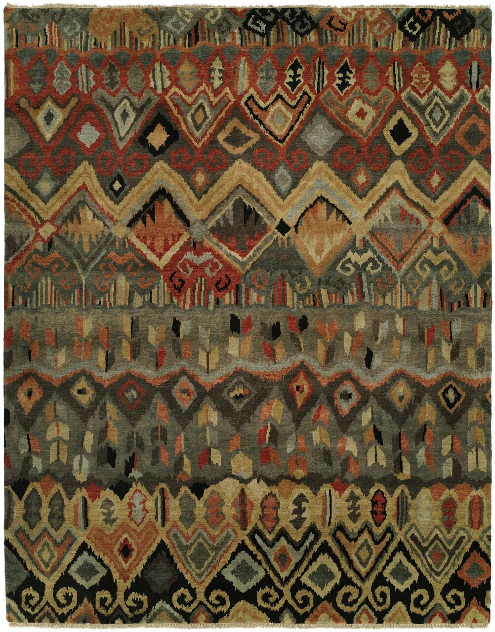 2' x 3' Ikat Hand-Knotted Wool rug, Rug #AN0511