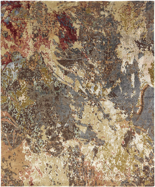 2' x 3' Modern Hand-Knotted Silk rug, Rug #EQ5821