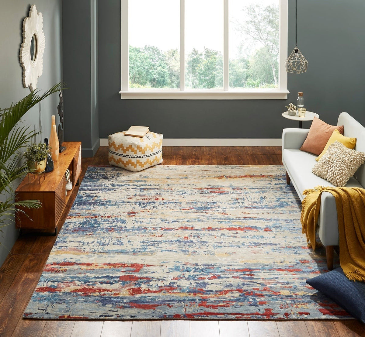 6' x 9' Modern Hand-Knotted Silk rug, Rug #EQ5871