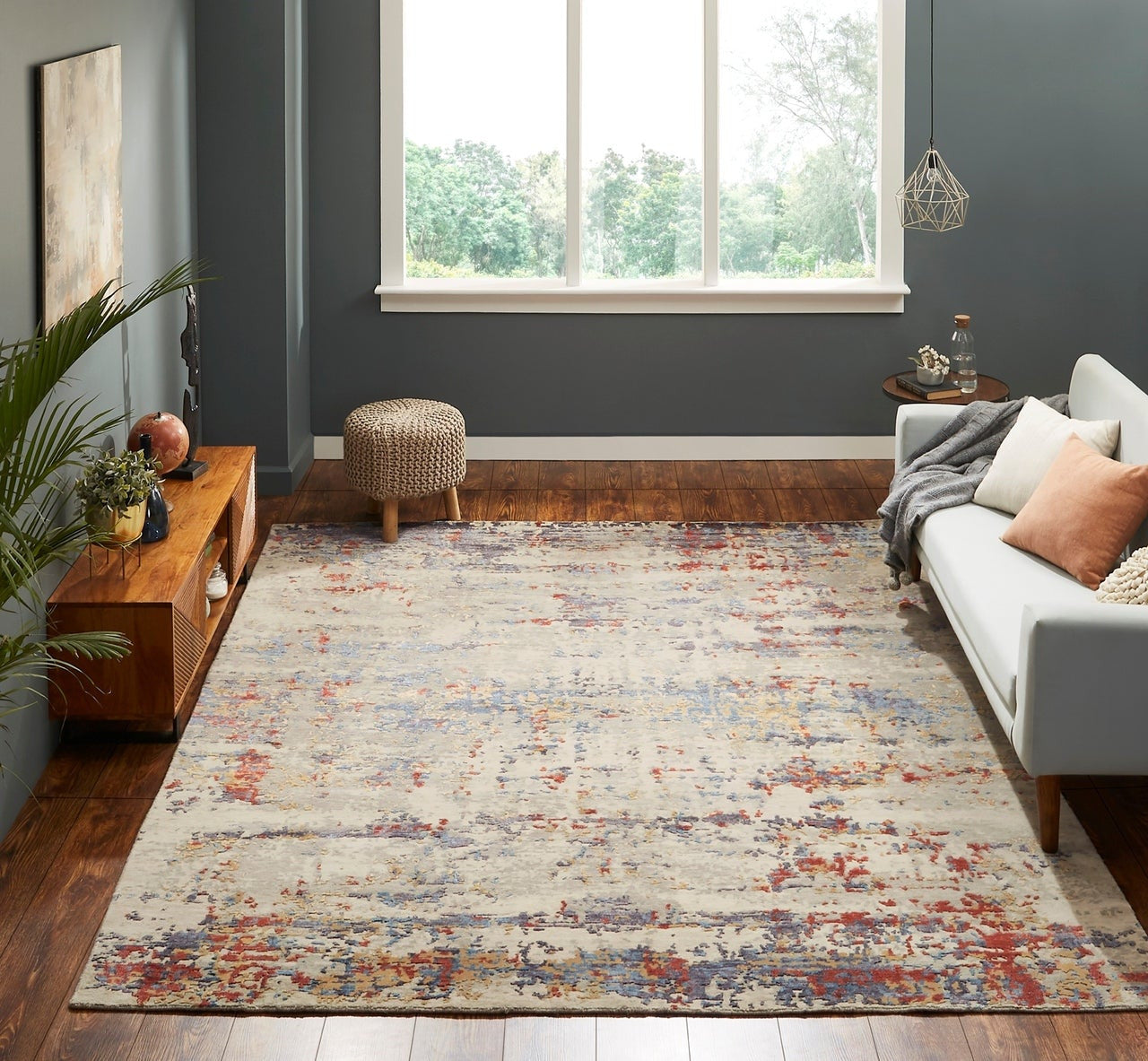 6' x 9' Modern Hand-Knotted Silk rug, Rug #EQ5881