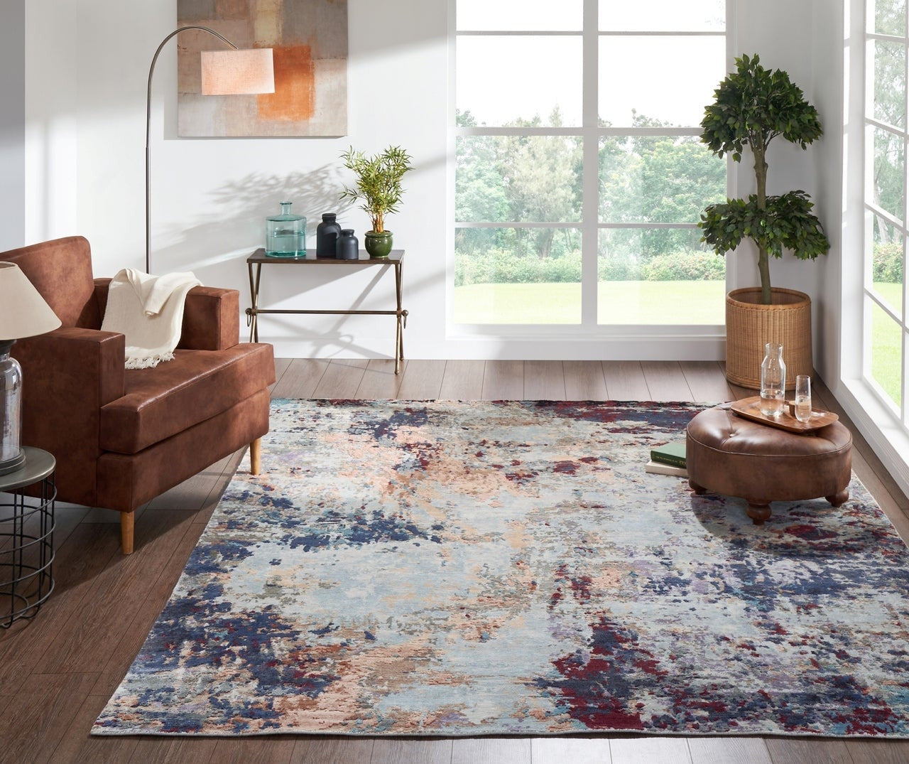 6' x 9' Modern Hand-Knotted Silk rug, Rug #JN0801