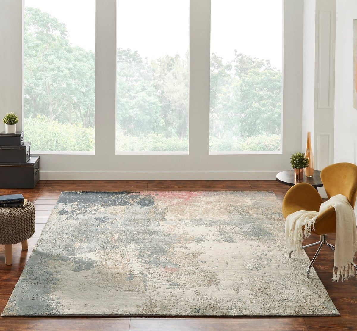 4' x 6' Modern Hand-Knotted Silk rug, Rug #PV9621