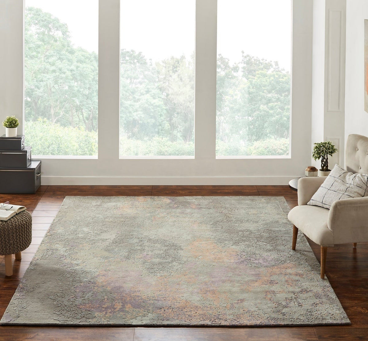4' x 6' Modern Hand-Knotted Silk rug, Rug #PV9631