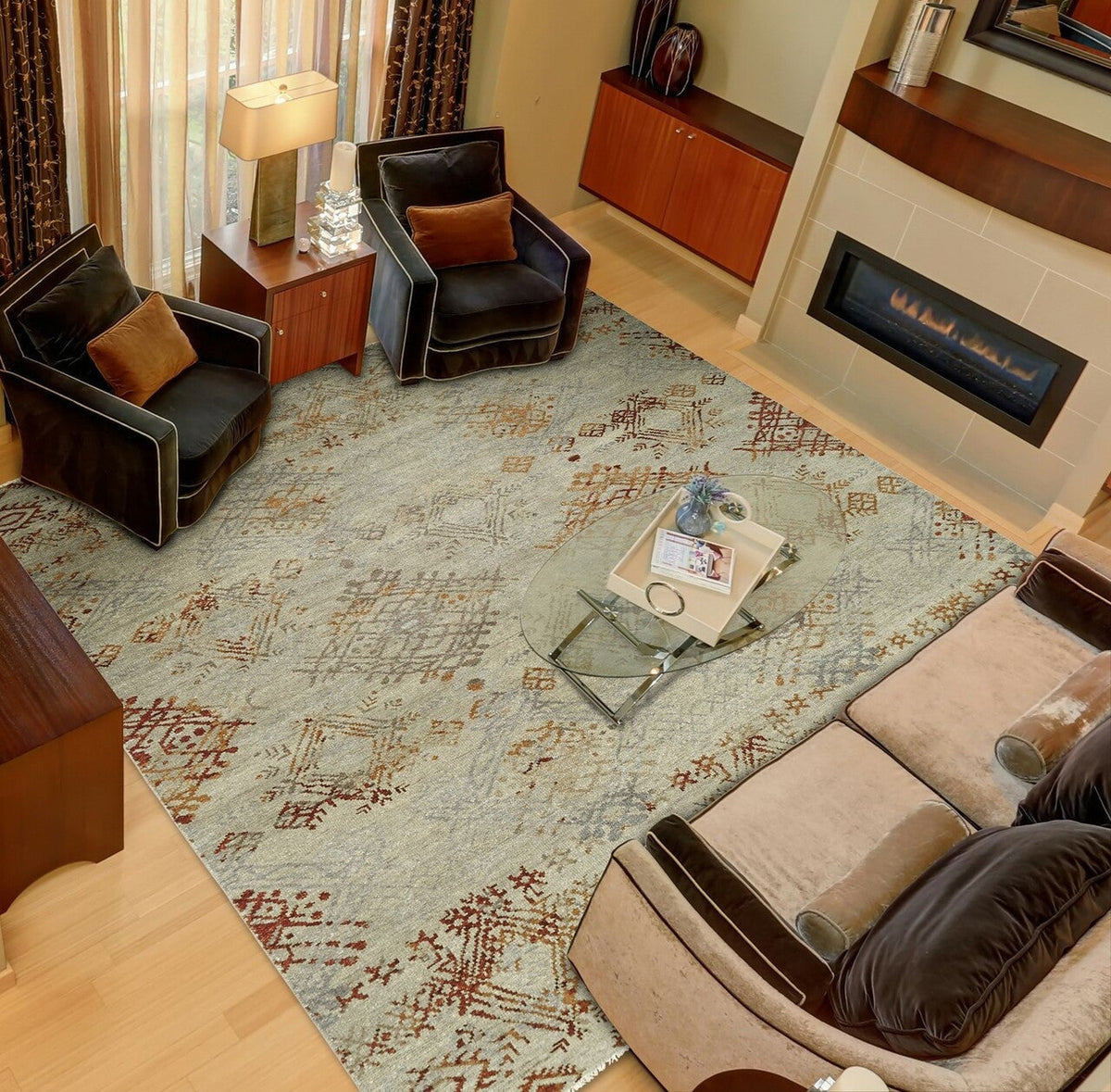 6' x 9' Transitional Hand-Knotted Silk rug, Rug #TS3251