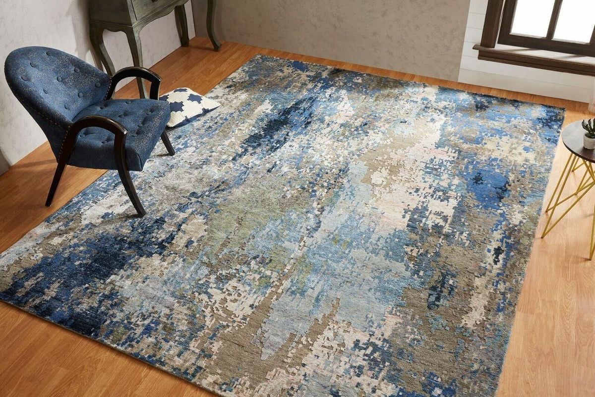 4' x 6' Modern Hand-Knotted Silk rug, Rug #ZF5151