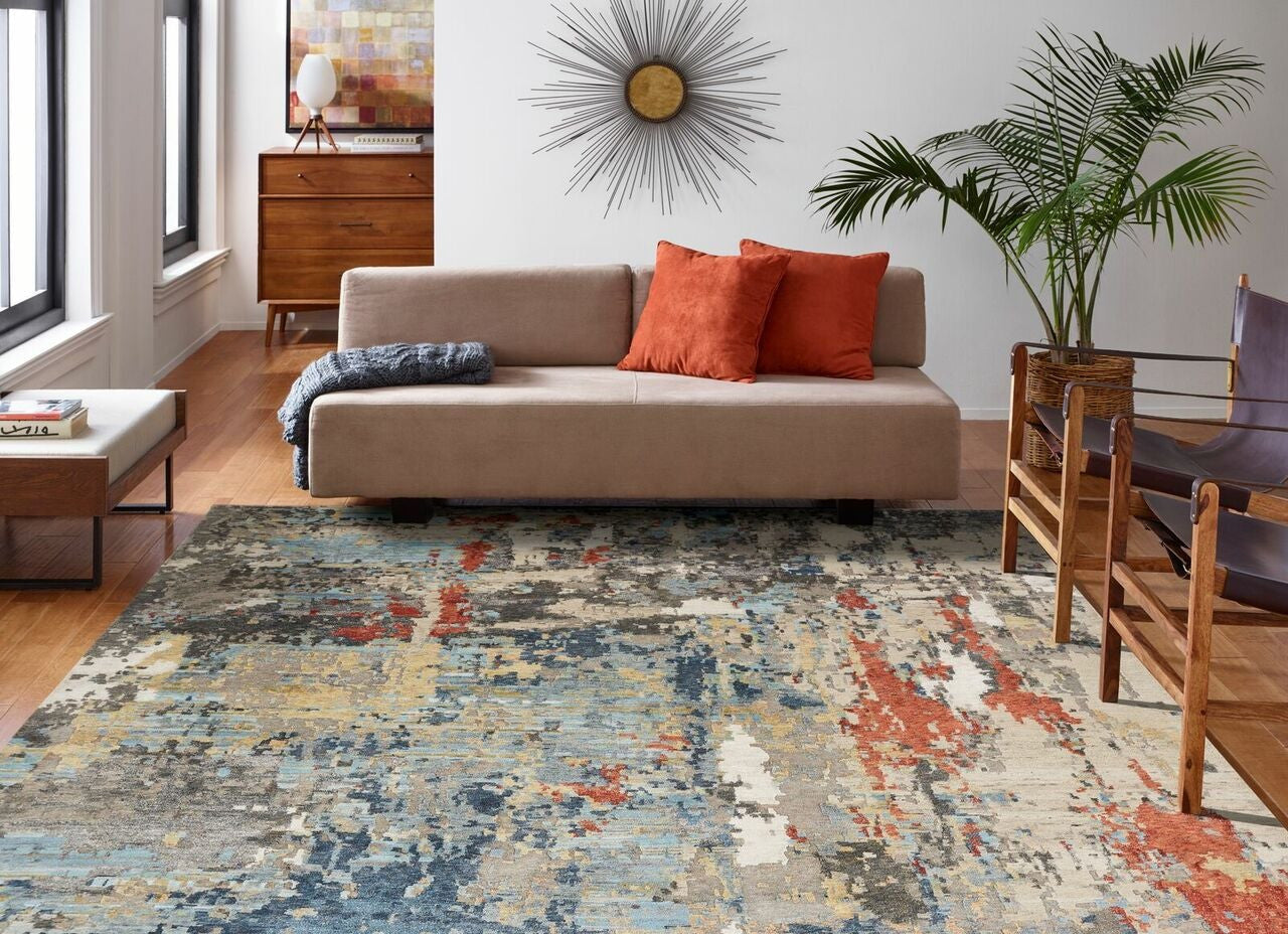 8' x 10' Modern Hand-Knotted Silk rug, Rug #ZF5262