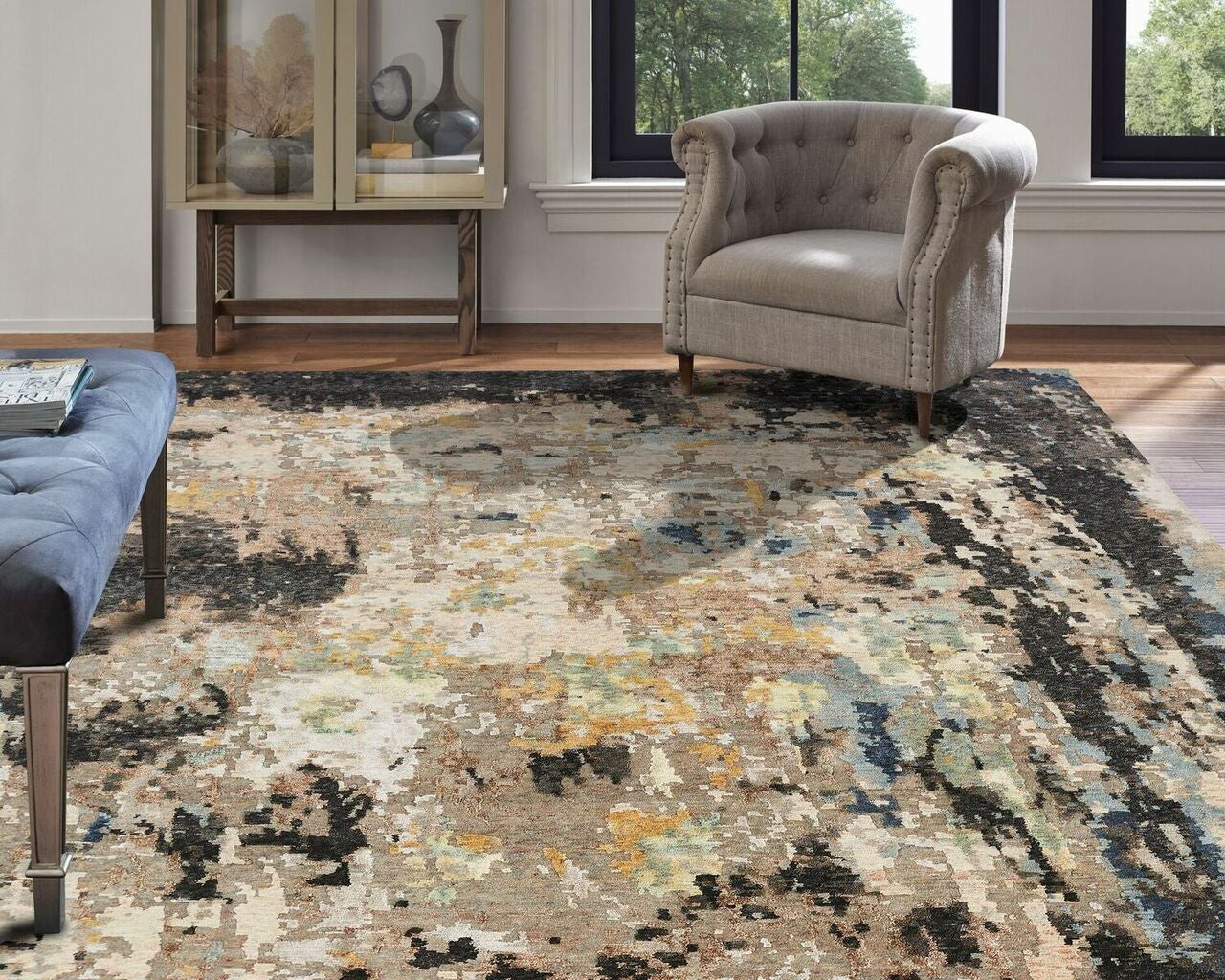 6' x 9' Modern Hand-Knotted Silk rug, Rug #ZF5181