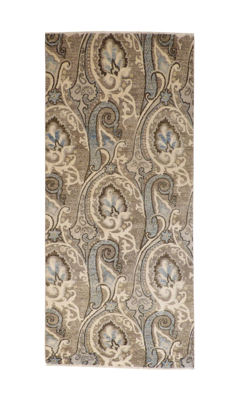 4x9 Ikat Hand-Knotted Wool rug, Rug #g6