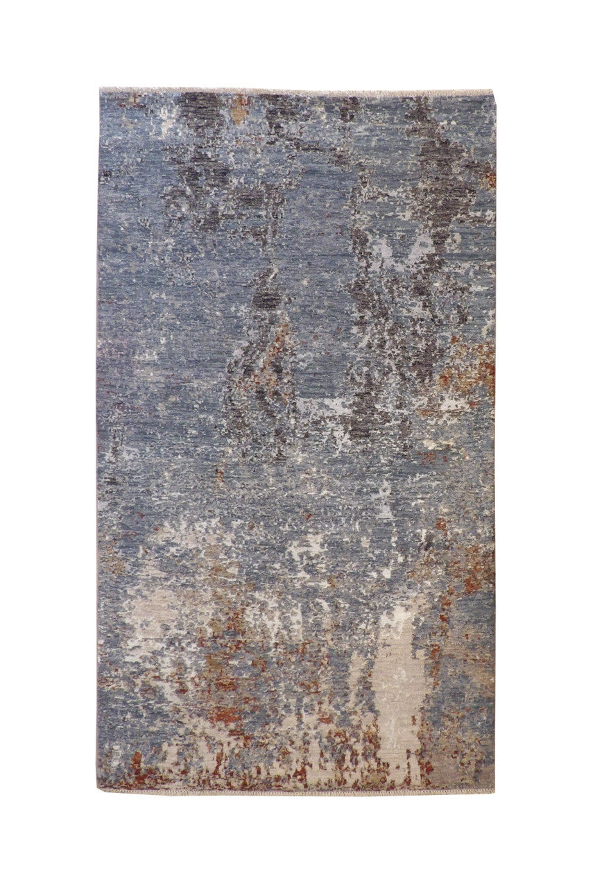 Modern Hand-Knotted Silk rug, Rug #101-20170