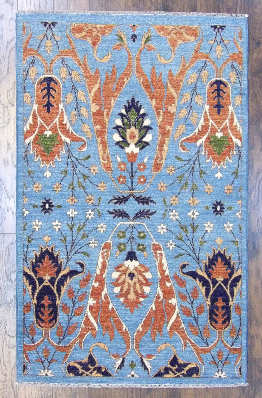 4x6 Ikat Hand-Knotted Wool rug, Rug #101-373