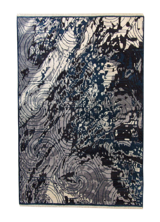 5x8 Modern Hand-Knotted Silk rug, Rug #101-2254