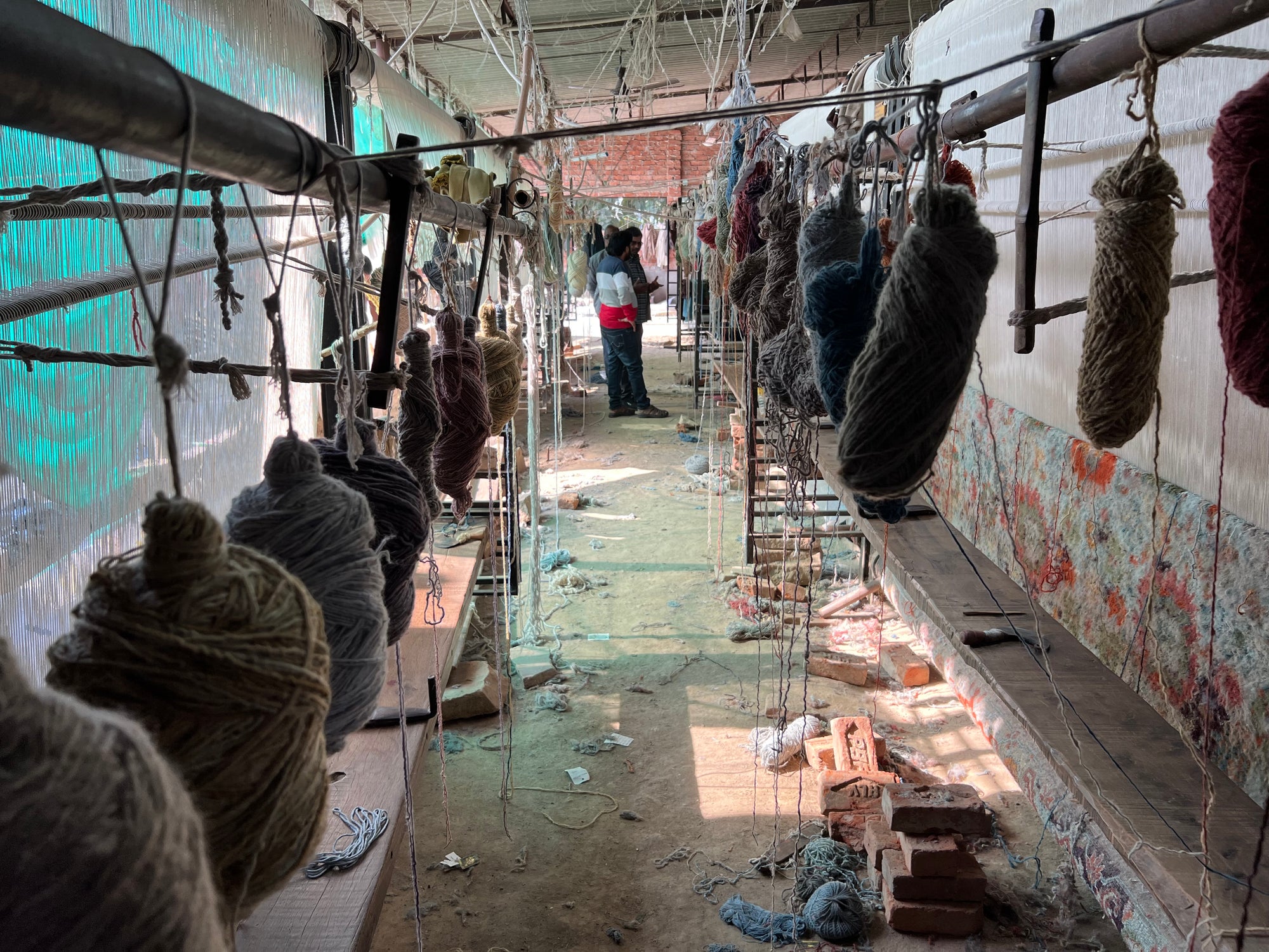 Custom rug weaving workshop with hand-dyed wool