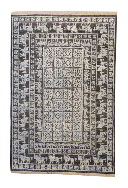 6x9 Flatweave Hand-Knotted Silk rug, Rug #101-2221