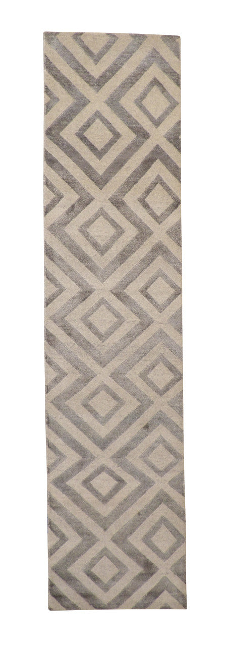 2x12 Modern Hand-Knotted Silk rug, Rug #101-2047