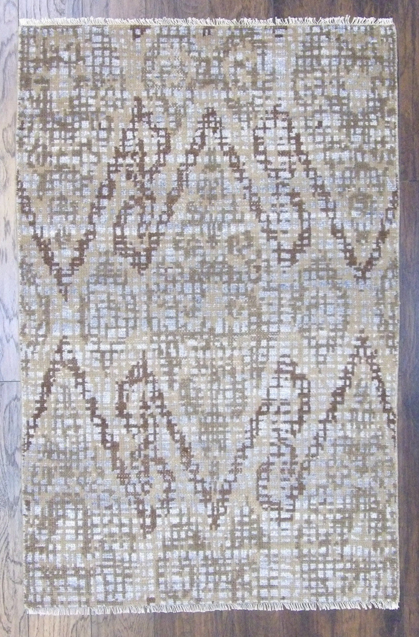 4x6 Ikat Hand-Knotted Silk rug, Rug #101-11347
