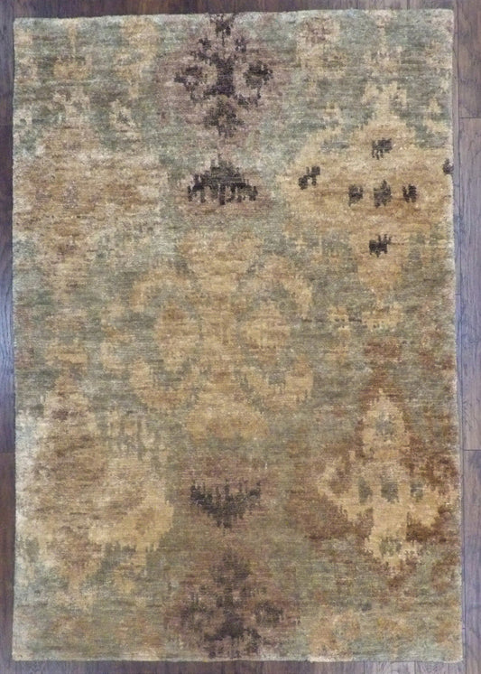 6x9 Ikat Hand-Knotted Silk rug, Rug #101-722