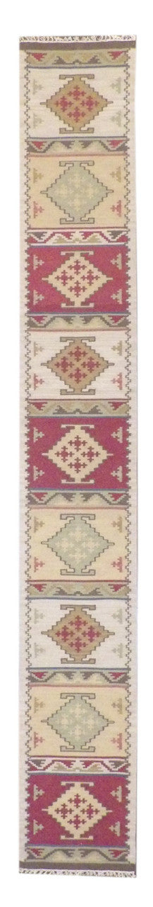 2x18 Flatweave Hand-Knotted Wool rug, Rug #101-1177