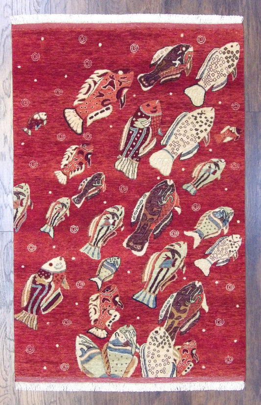 4x6 Coastal Hand-Knotted Wool rug, Rug #101-11012