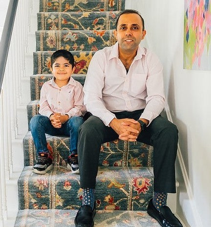 The Wahi family, fourth generation, on the stairs at home